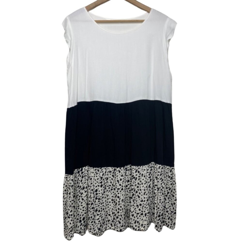 UNBRANDED | Women's Neutral Animal Print Color Block Casual Sundress | Size L - Picture 2 of 12